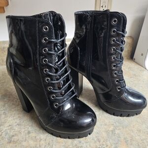 Black Lace-Up Ankle Boots